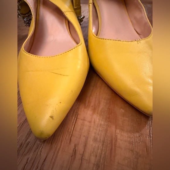 Nanette Lepore Butter Yellow Crystal Embellished Heels see all pics for wear - Picture 8 of 8